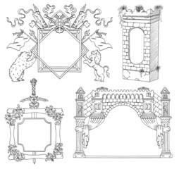 Set with vintage frames and borders