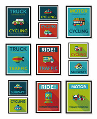 Wall Mural - Transportation poster flat design background set, eps10