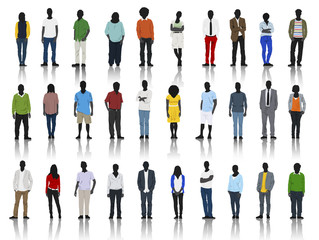 Sticker - Silhouettes of Casual People with Colorful Clothes