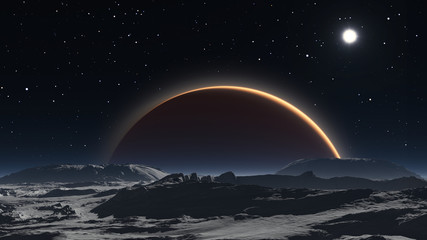 Wall Mural - phobos with the red planet mars in the background
