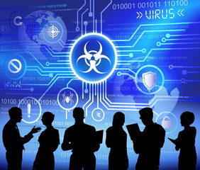 Wall Mural - Vector of Business People Discussing Malware