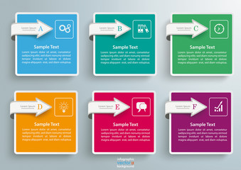 Wall Mural - 6 Squares Arrows Infographic