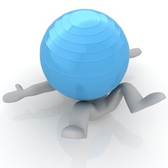 3d man exercising position on fitness ball. My biggest pilates s