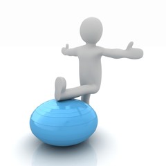 3d man exercising position on fitness ball. My biggest pilates s