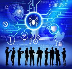 Wall Mural - Vector of Business People Discussing about Malware
