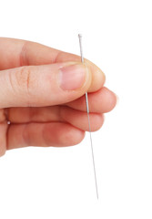 Hand holding needle for acupuncture