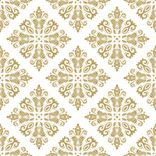 Damask Seamless Vector Pattern. Orient Background. White And