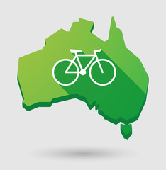 Poster - Green Australia map shape icon with a bicycle