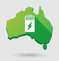 Wall Mural - Green Australia map shape icon with a battery
