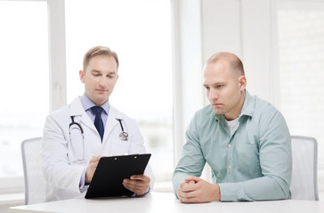 Sticker - doctor with clipboard and patient in hospital