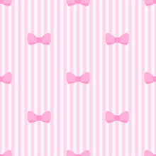 Tile Vector Pattern Cute Bows On Pink White Stripes Background