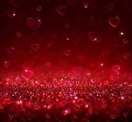 Wall Mural - valentine background with blur hearts