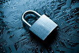security lock on computer circuit board - computer security