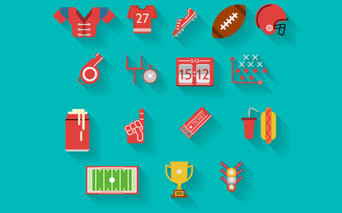 Flat icons collection for american football