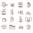 outline brown simple coffee icons set eps10