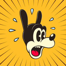 Vintage Toons: Retro Cartoon Character Surprised Face