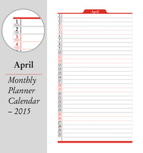April, Montly Planner Calendar - 2015