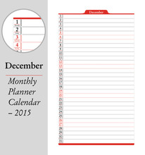 December, Montly Planner Calendar - 2015