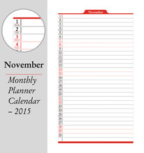 November, Montly Planner Calendar - 2015