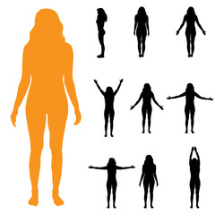 Canvas Print - Vector silhouette of a woman.