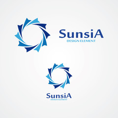 Poster - Blue round logotype of a sun