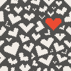 Poster - Different abstract heart icons seamless pattern