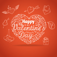 Poster - 14th February collection. Happy Valentine`s Day elements