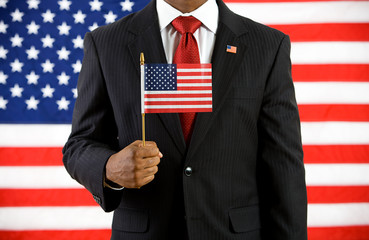 Wall Mural - Politician: Holding a United States Flag