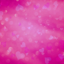 Pink Color Blurred Heart Bokeh