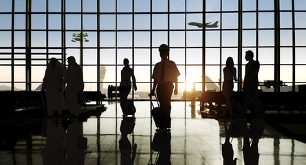 Canvas Print - Back Lit Business People Traveling Airport Passenger Concept