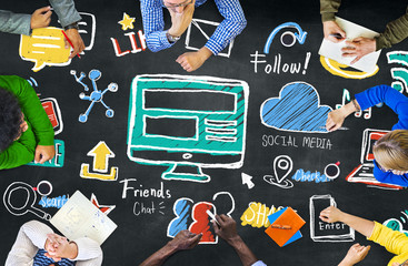 Wall Mural - people meeting social media connection global concept