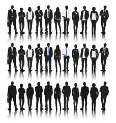 Poster - Silhouettes of Business People in a Row