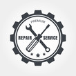 Vintage style car repair service label. Vector logo design templ