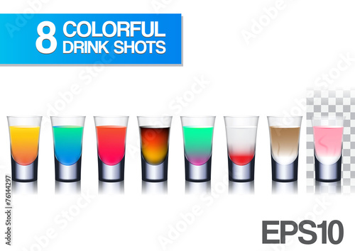 Cuadros en Lienzo realistic colorful drink shots vector