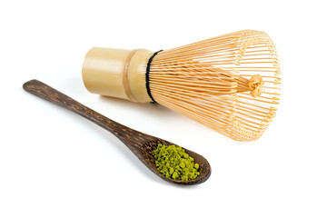 Sticker - powdered green tea Matcha and bamboo whisk