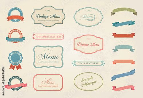 Fotografía Vintage Labels Vector Design Elements Collection Set