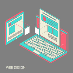 Wall Mural - mobile and desktop website design development process