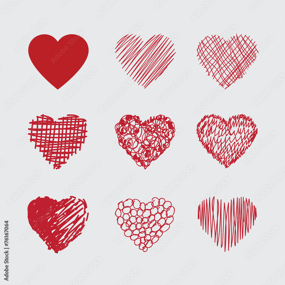 Hand drawn Vector heart - obrazy, fototapety, plakaty 