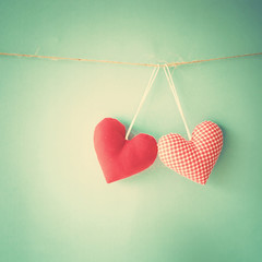 Sticker - Vintage cotton hearts hanging on a line