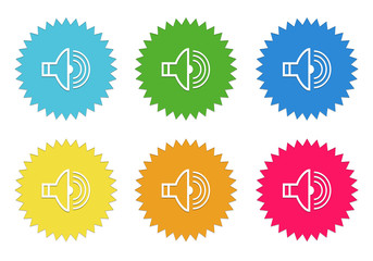 Wall Mural - set of colorful stickers icons with speaker symbol
