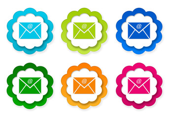 Wall Mural - set of colorful stickers icons with email symbol