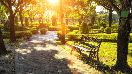 Bench under the tree in Suan Luang Rama 9 park