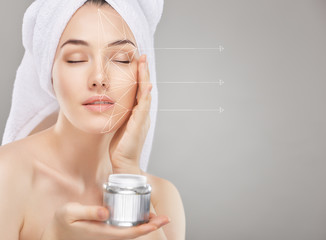Wall Mural - applying cosmetic cream