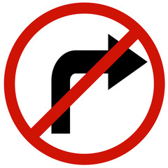 Wall Mural - do not turn right sign board