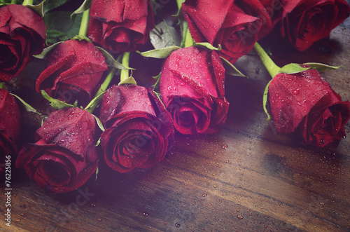 Naklejka dekoracyjna Happy Valentines Day bouquet of roses