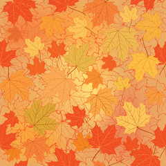 Wall Mural - Autumn maple leaves seamless pattern. Fall background