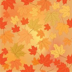 Wall Mural - Fall seamless pattern. Autumn texture. Wallpaper with maple leaves.  Nature background.