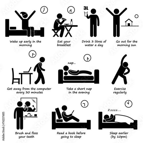 Cuadros en Lienzo Healthy Lifestyles Daily Routine Tips Pictogram