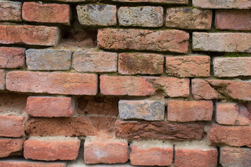 Old red brick wall texture grunge background