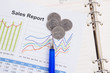 © PinkBlue - sheet of annual sales report with US coins